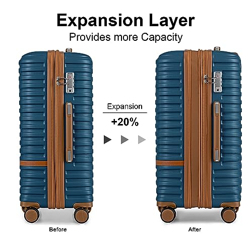 Joyway Carry On Luggage 20 Inch Expandable Suitcase with Spinner Wheel, 4 Piece Hard Shell Luggage Set with TSA Lock(White brown)