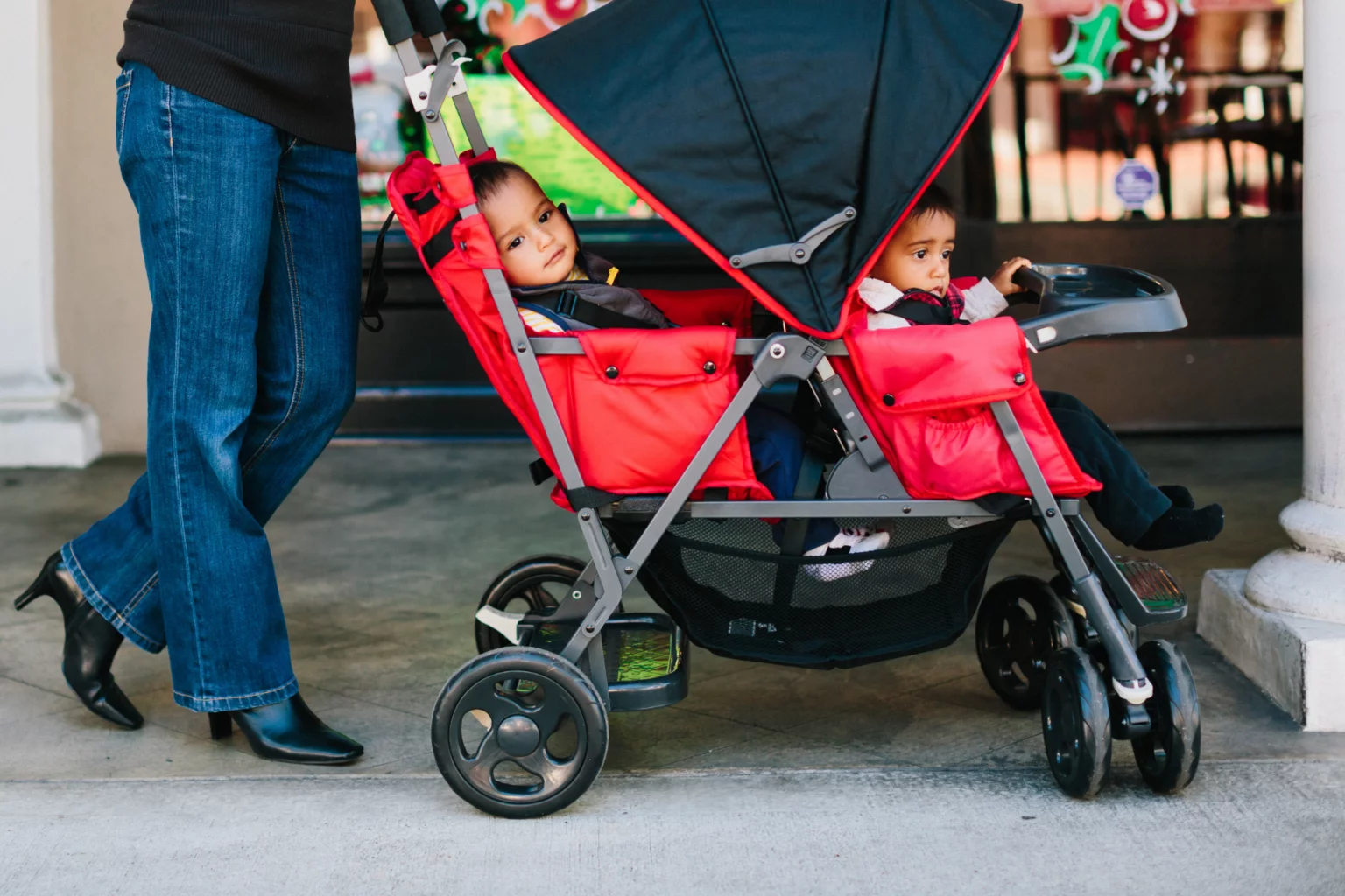 joovy Caboose Too Sit And Stand Tandem Double Stroller, Red