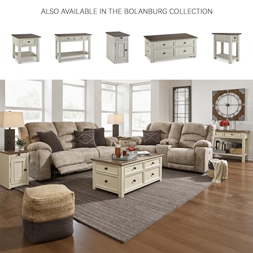 Signature Design by Ashley Bolanburg Farmhouse Lift Top Coffee Table with Drawers, Antique Cream & Brown