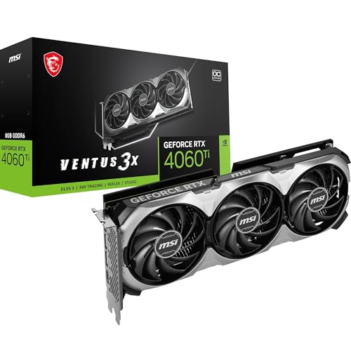 MSI GeForce RTX 4060 Ventus 2X Black 8G OC Gaming Graphics Card - 8GB GDDR6X, PCI Express Gen 4, 128-bit, 3X DP v 1.4a, HDMI 2.1a (Supports 4K & 8K HDR)