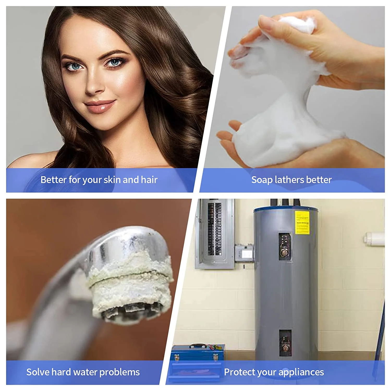 Water Descaler,Briidea Water Descaler Whole House,Salt-Free Hard Water Softener