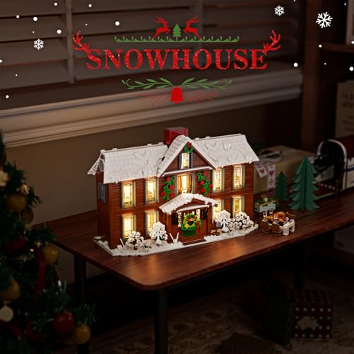 Little Women House Building Set with LED Light, Christmas Holiday Winter Snow House Kit, Compatible with Lego House Building Blocks Model Toys, Christmas or Festival Gifts (1445 PCS)