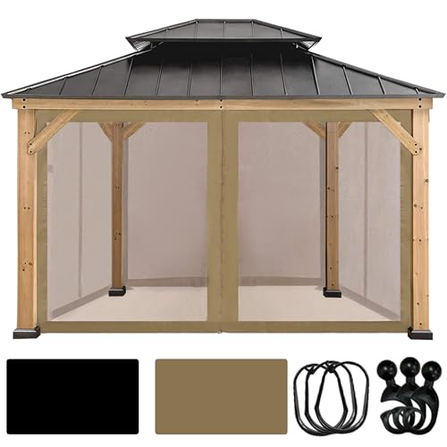 CoastShade Universal Replacement Canopy Mosquito Netting Screen Sidewalls Only for 10' x 10' Gazebo Canopy,Black