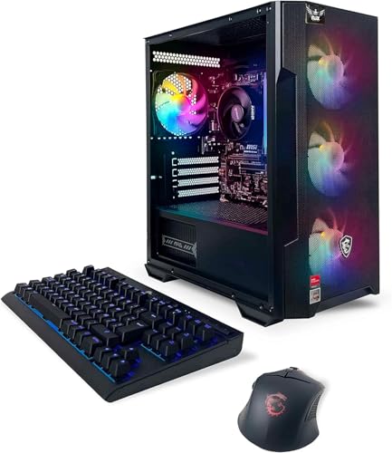NSXGAMING Nova Desktop Gaming Computer (AMD Ryzen 5 5600G, 16GB 2 * 8 GB DDR4 3600, 512Gb M2 NVME SSD, RGB Fans, W11 64-bit Ready, Wify Ready, Mouse and Keyboard)