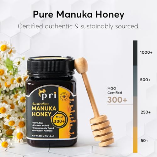 PRI Manuka Honey, MGO 300+, 1.1LB Australian Raw Manuka Honey (500g)