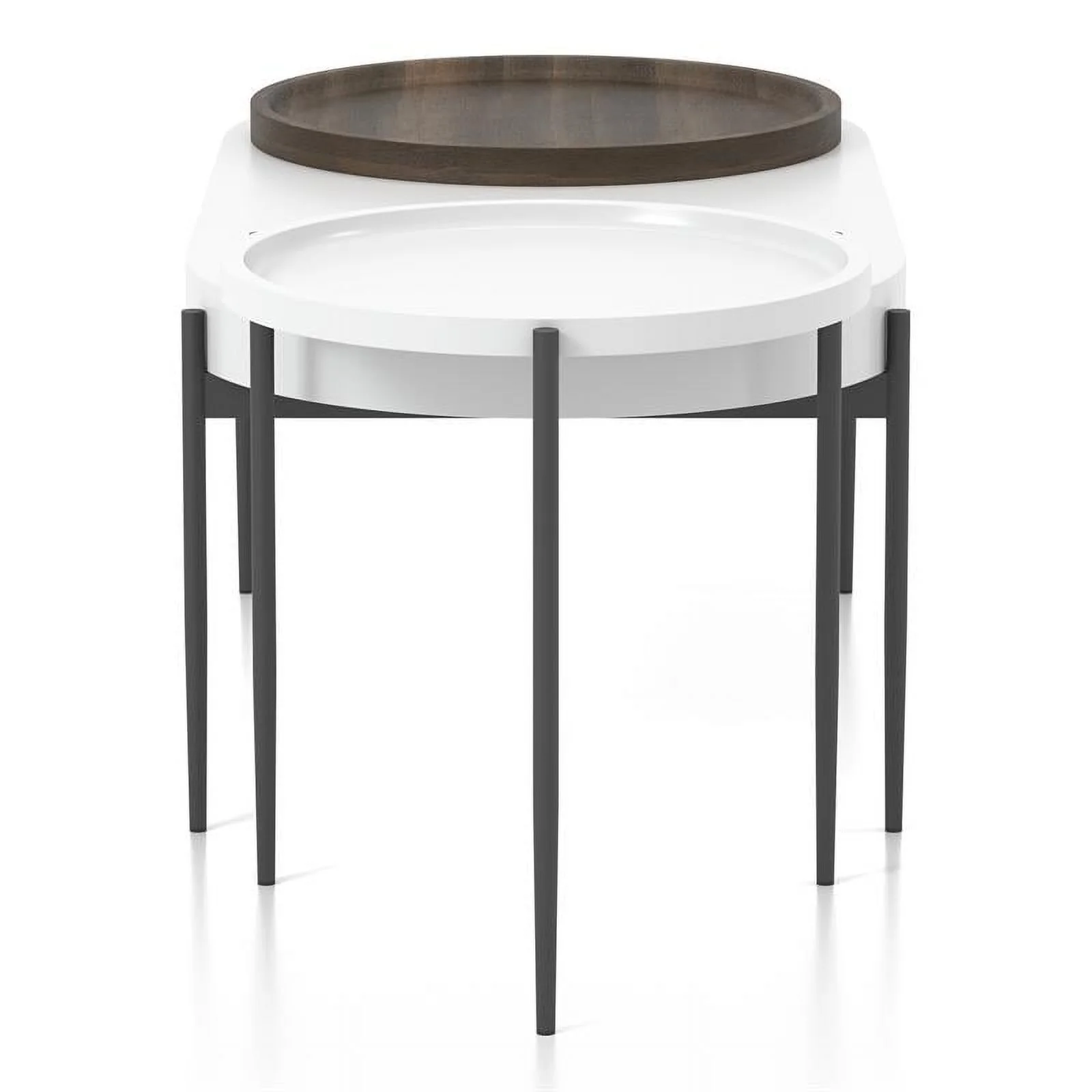 Furniture of America Hylen Metal 2-Piece Coffee Table Set in White