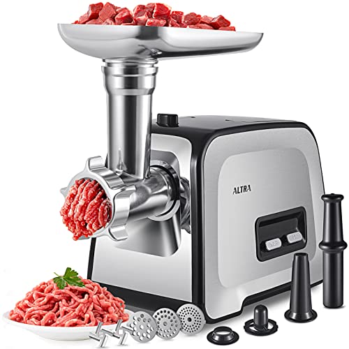Meat Grinder, Sausage Stuffer, [2800W Max] Electric Meat Mincer with Stainless Steel Blades & 3 Grinding Plates,Sausage Maker & Kubbe Kit for Home Kitchen & Commercial Using (MG090-S)