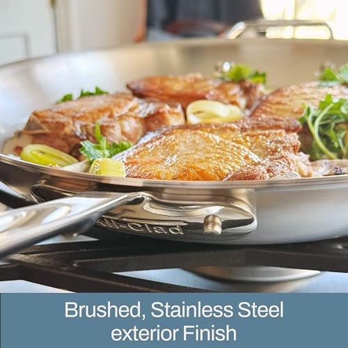 All-Clad D5 5-Ply Brushed Stainless Steel Fry Pan With Lid, 14 Inch, Compatible With Any Stovetop Including Induction, Oven Broiler Safe 600F, Pots and Pans, Frying Pan, Skillet, Cookware, Silver