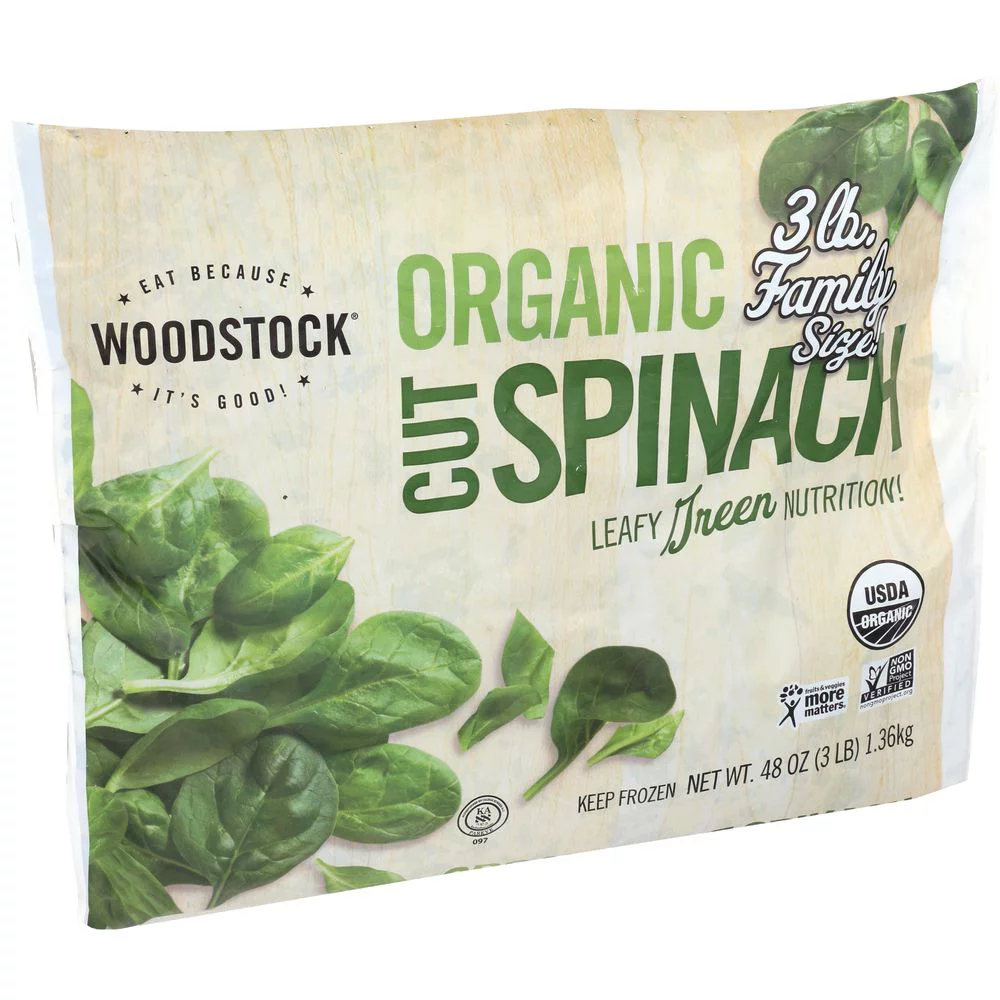 Woodstock Farms Organic Cut Spinach - Family Size, 3 Pound -- 6 per case.