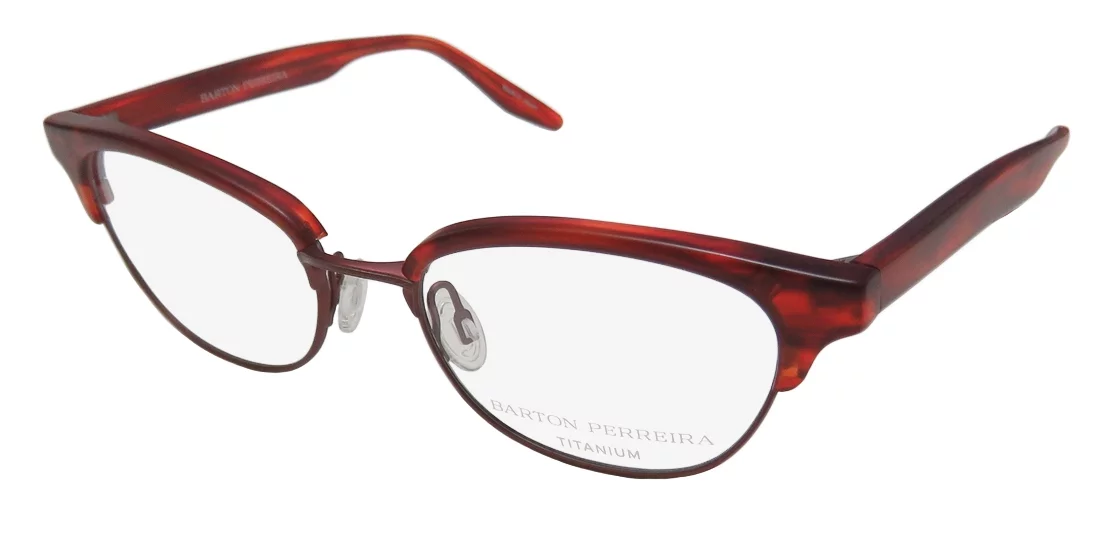 NEW BARTON PERREIRA ESTELLE WOMENS/LADIES CAT EYE FULL-RIM TITANIUM MATTE RED CAT EYES HIP TITANIUM FRAME DEMO LENSES 49-17-140 EYEGLASSES/GLASSES