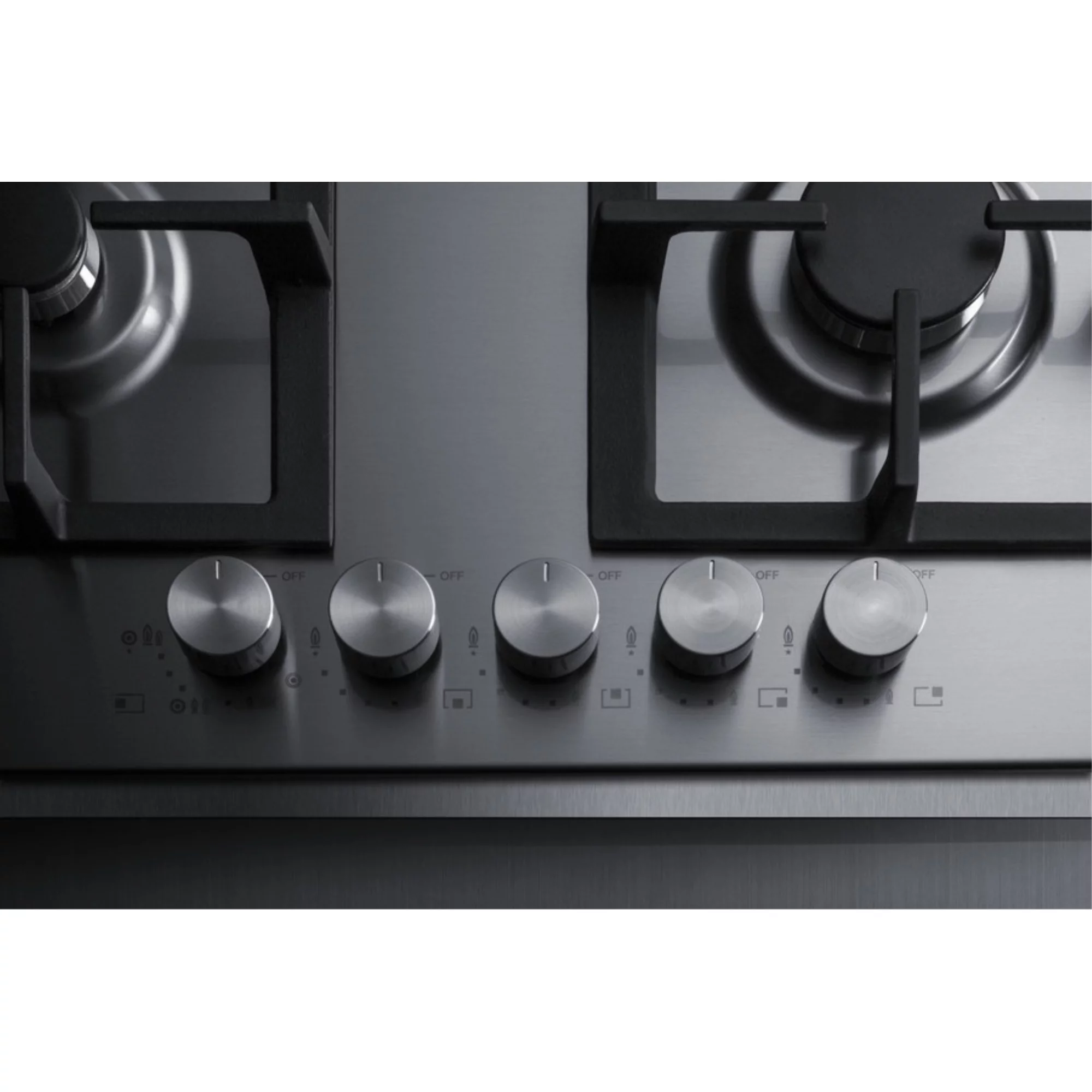 5-burner gas cooktop made in Italy in stainless steel with 36