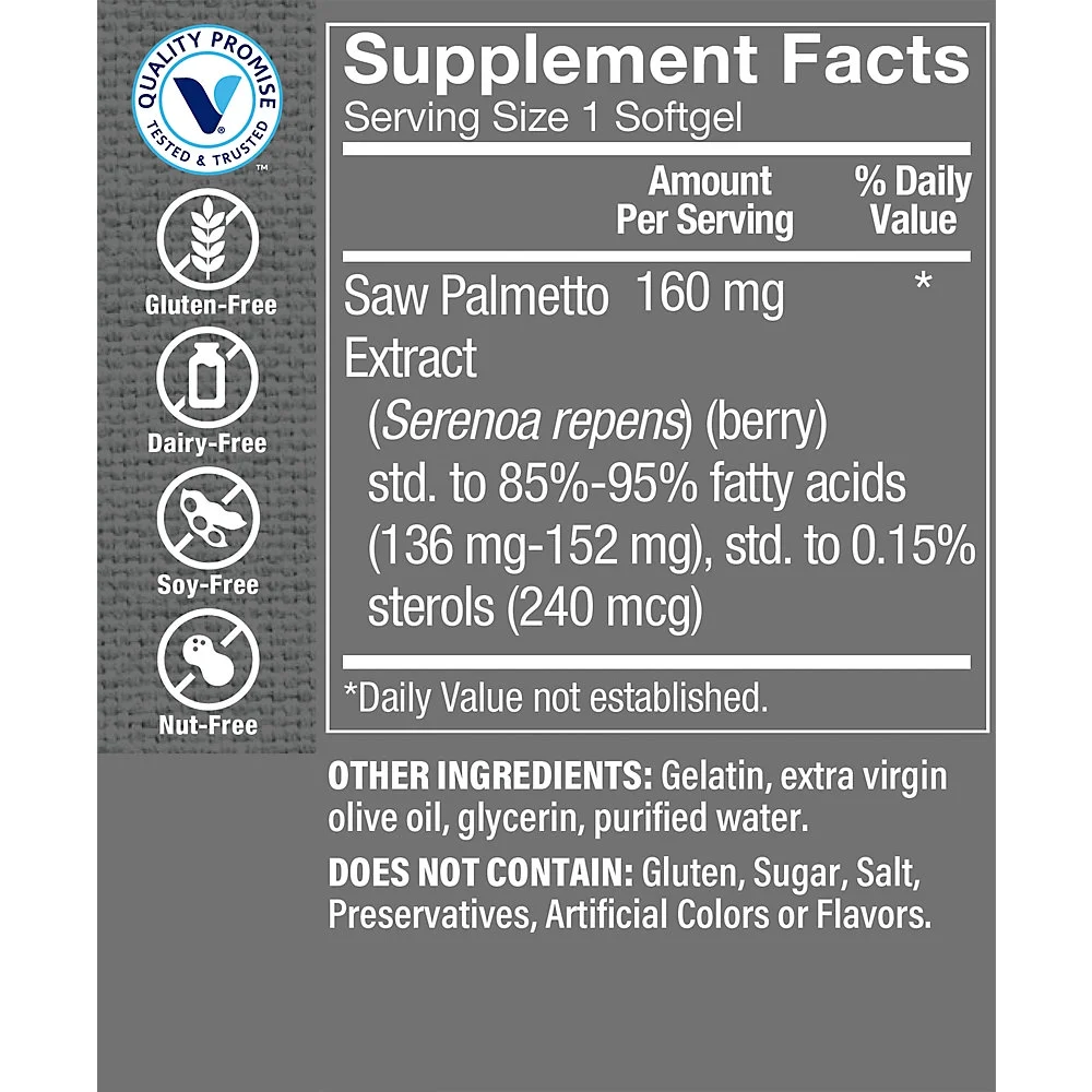 Saw Palmetto Extract 160mg, Supplement for Prostate Health - Easy To Swallow Softgels (300 Softgels) by The Vitamin Shoppe