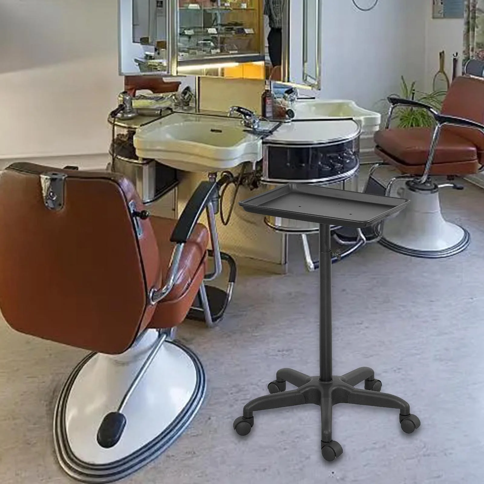 FITYLE Beauty Salon Trolley Barber Shop Rolling Trolley Portable Makeup Mobile Cart Black