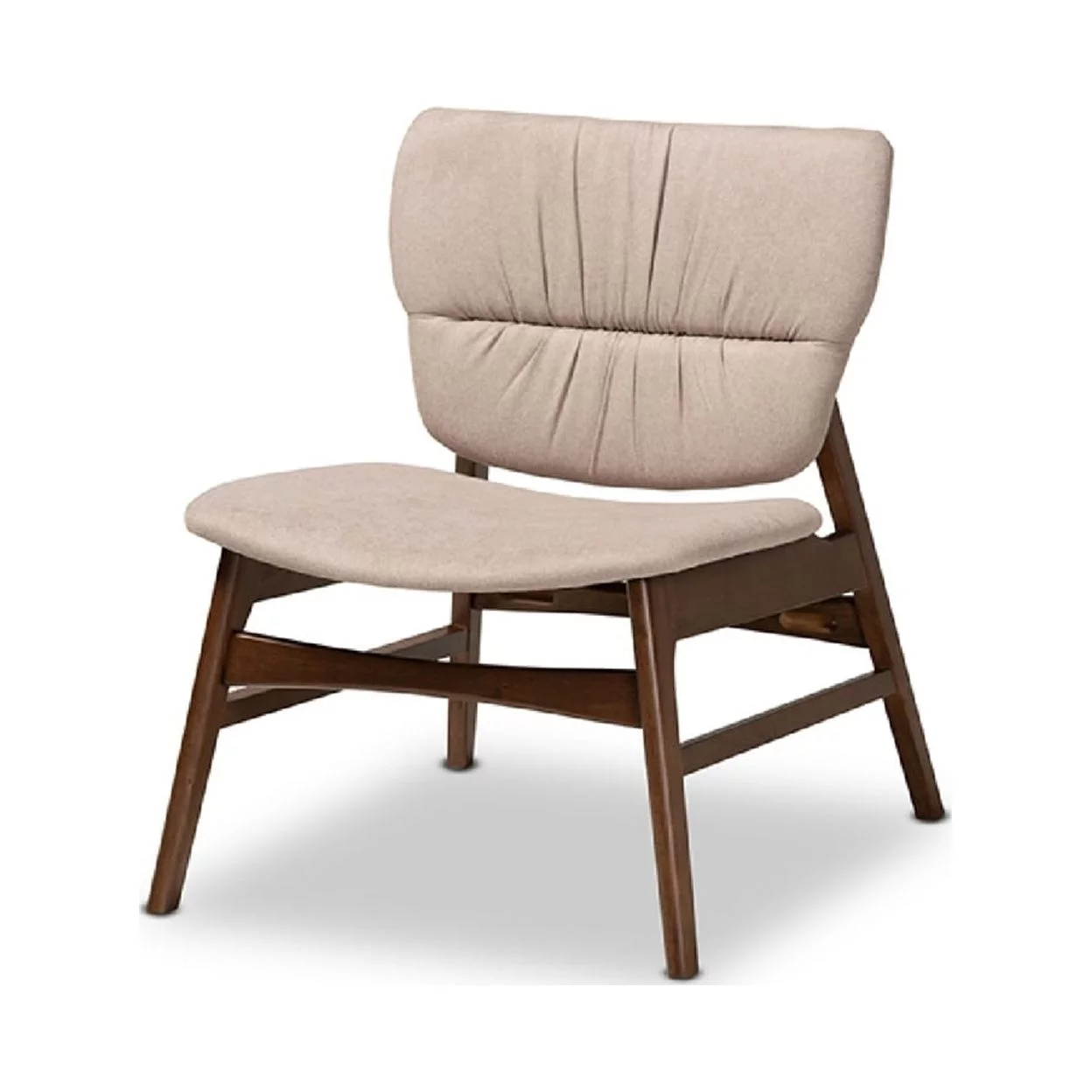 Baxton Studio Benito Mid-Century Modern Transitional Beige Fabric Upholstered and Walnut Brown Finished Wood Accent