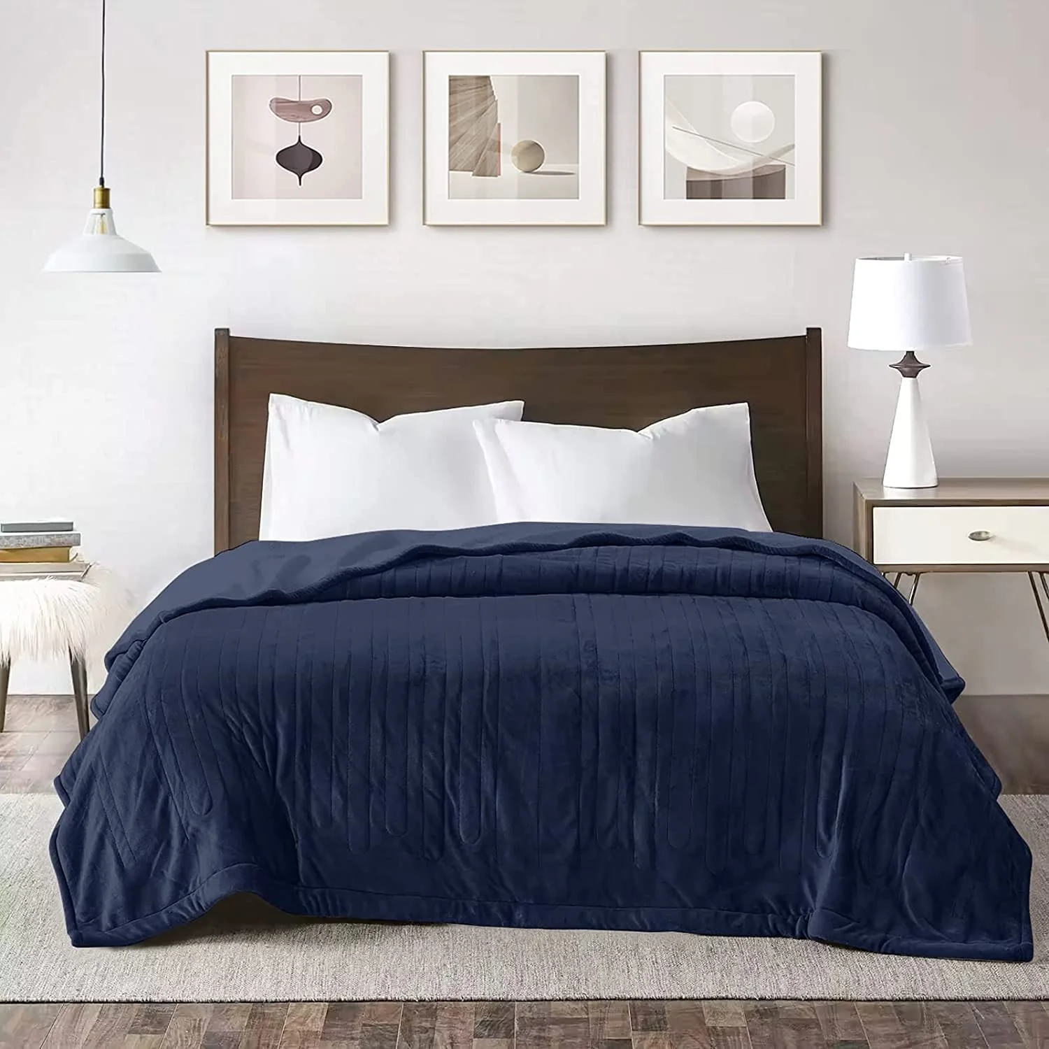 Royalcraft Heated Blanket King Size, Heating Electric Throw Blanket Dual Control, Soft Velvet, 5 Years Warranty, 10 Heat Settings, 12 Hours Auto Off, Machine Washable, Blue