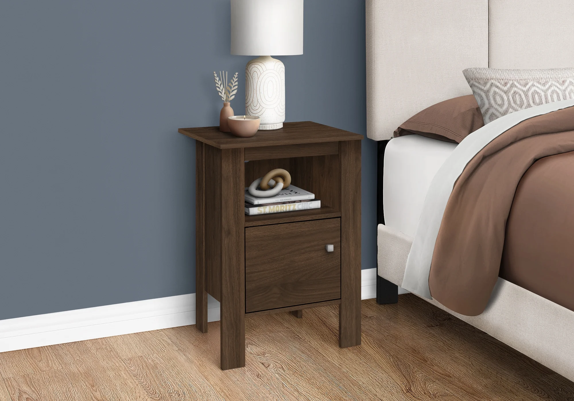 Monarch Specialties Accent Table, Side, End, Nightstand, Lamp, Storage, Bedroom, Walnut Laminate