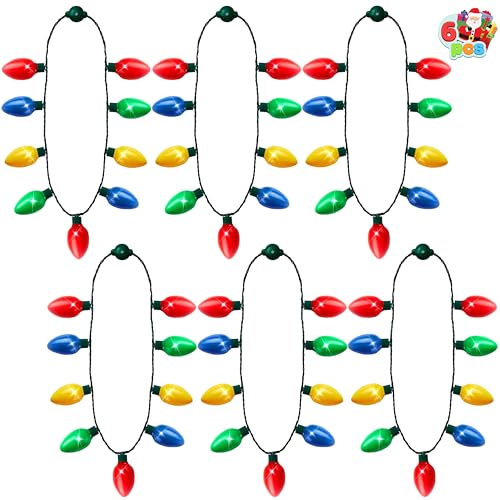 JOYIN 6 Packs Christmas LED Light Up Bulb Necklaces 9 Bulbs LED Necklace Holiday Xmas Costume Accessories for Christmas Party Favor Party Supply