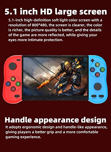 CZT New 5.1-inch Handle Appearance Video Handheld Game Console Portable Emulator Classic Arcade Retro Gaming Game Device System Built-in 12000 Games mp3 mp4 (Bluered)