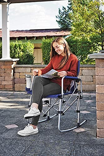 Zenithen Portable Outdoor Rocking Director's Folding Chair with Side Table Perfect for Sporting Events, Outdoor Activities, Camping, Patio Furniture, and Relaxing, Navy