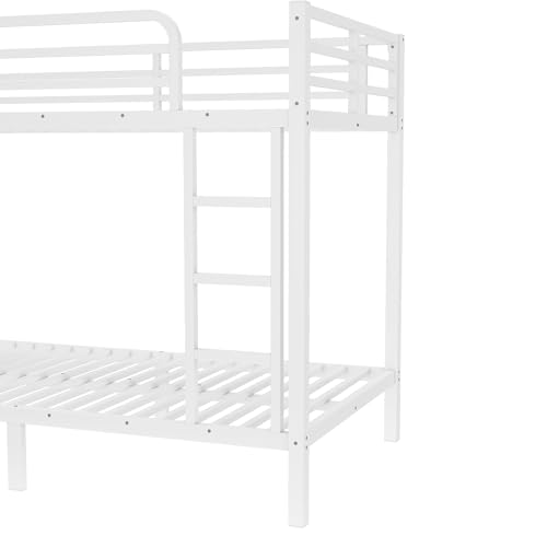 Heavy Duty Bunk Bed Frame with Ladder, Twin XL Over Twin XL Bunk Beds with Safety Guardrails, Adults Bunk Beds with Noise-Reducing Rubber Stoppers, Easy Assemble, Black