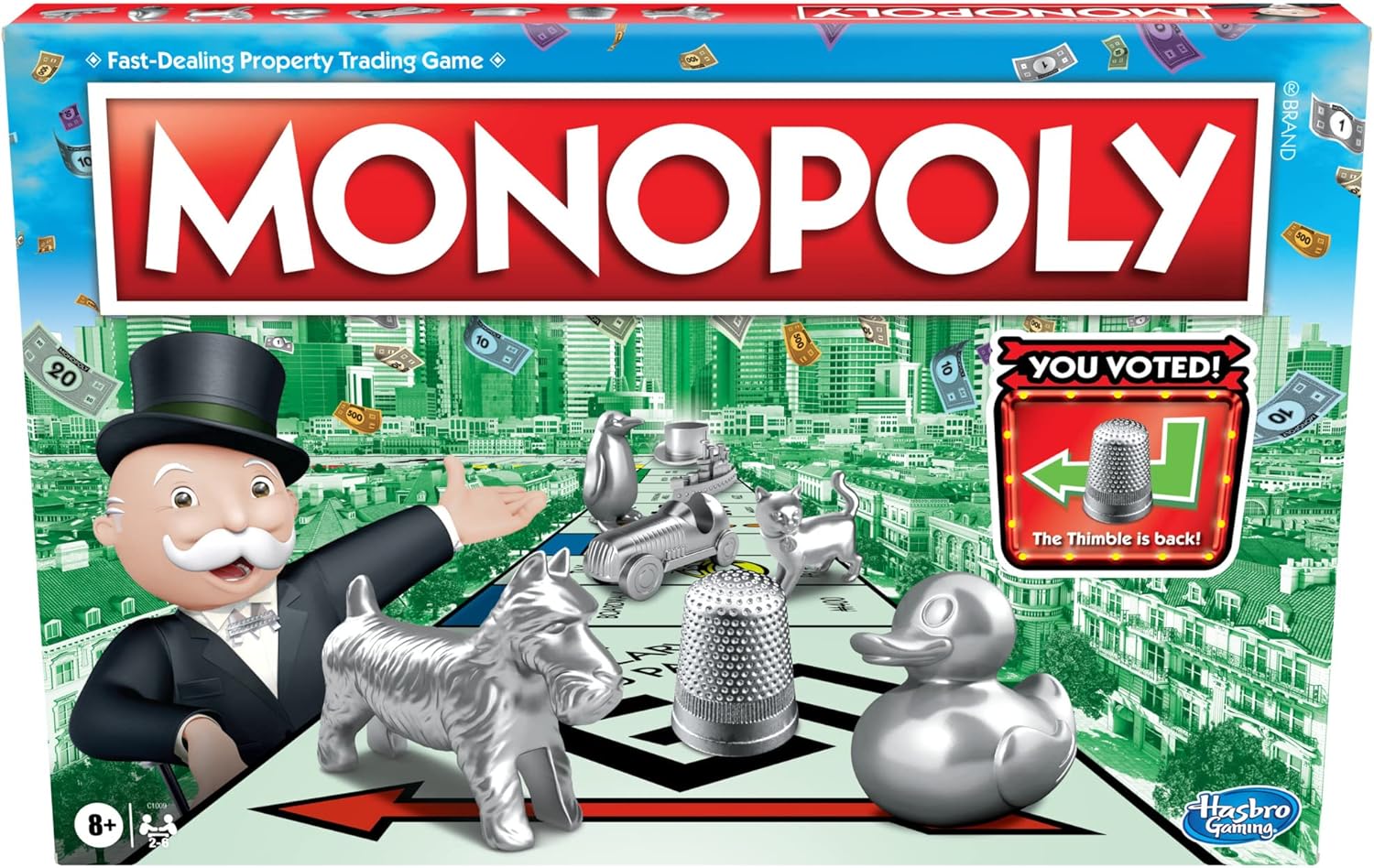 Monopoly Game, Family Board Games for 2 to 6 Players, Board Games for Kids Ages 8 and Up, includes 8 Tokens (Token Vote Edition)