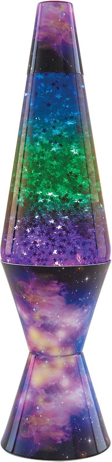 Lamp Lava 2600 14.5-inch, with Silver Glitter, Clear Liquid, Tri-Colored Globe, Decal Base Colormax Galaxy