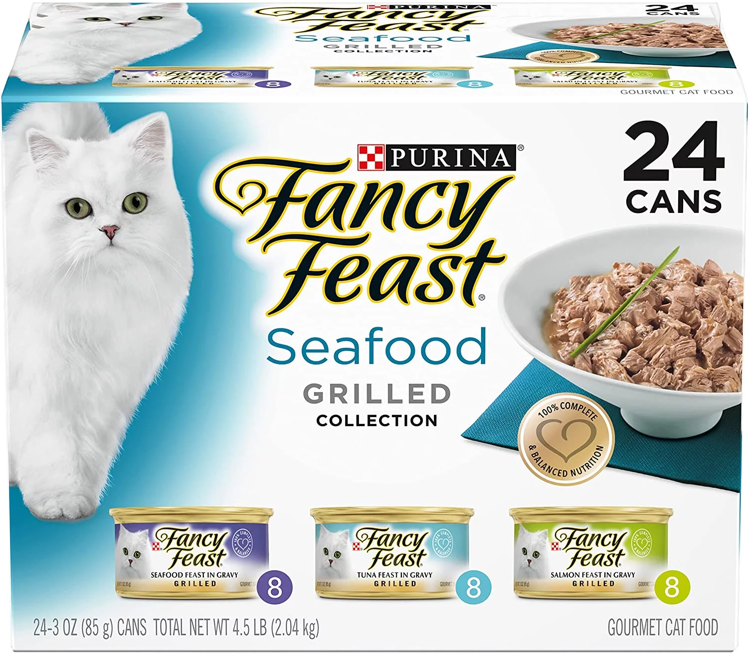 Fancy Feast Grilled Seafood Collection Gourmet Wet Cat Food Variety Pack, 3 oz Cans
