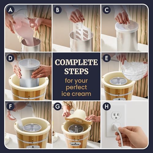 Elite Gourmet Maxi-Matic EIM-924L 4 quart Old Fashioned Electric Ice Cream Maker, Pine Bucket