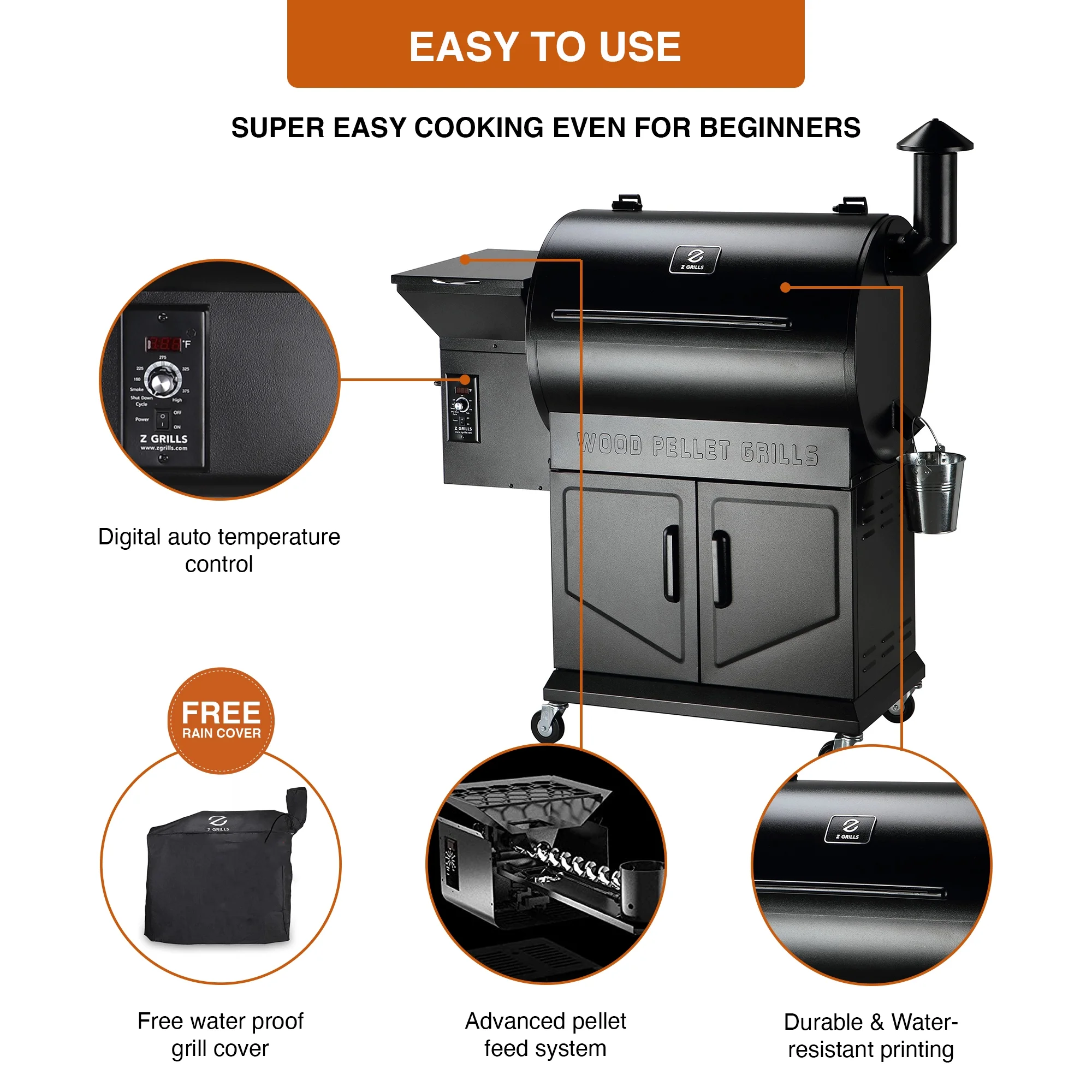 Z Grills ZPG-700D7 697 sq. in. Pellet Grill & Smoker Black