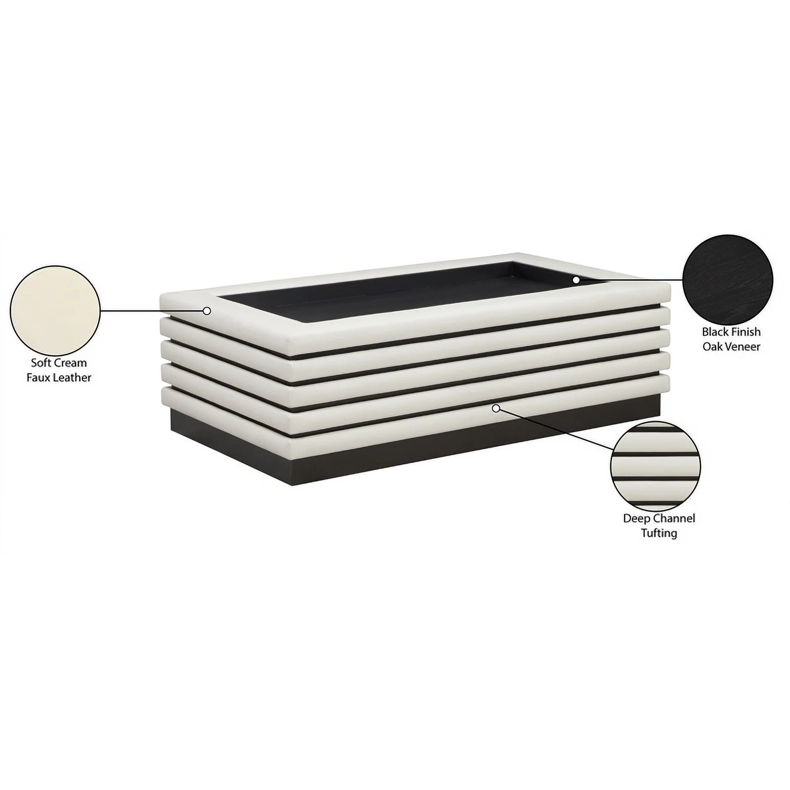 Meridian Furniture Rory Cream Vegan Leather Coffee Table