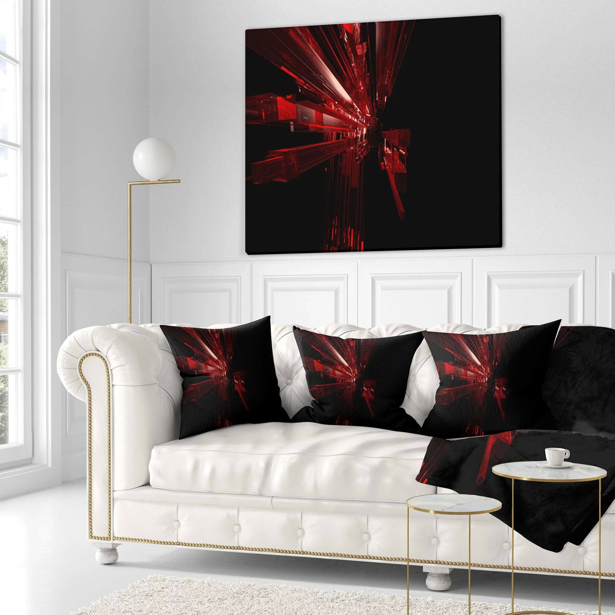 DESIGN ART Designart '3D Red Crystal Background' Abstract Throw Pillow 12 in. x 20 in. Medium