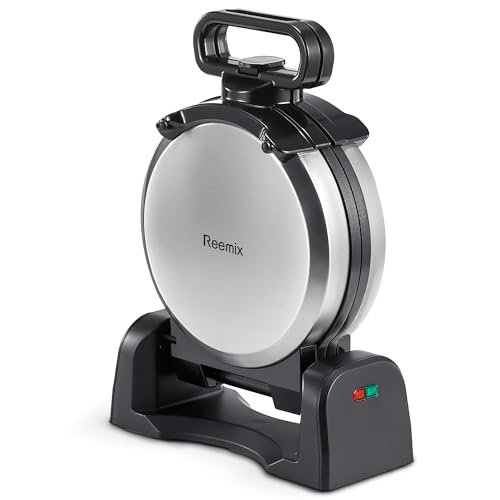 Classic Waffle Iron, Double Belgian Waffle Maker 180°Flip, 1400W Waffle Iron 8 Slices, Rotating & Nonstick Plates with Removable Drip Tray, Cool Touch Handles, Stainless Steel (8 Slices)