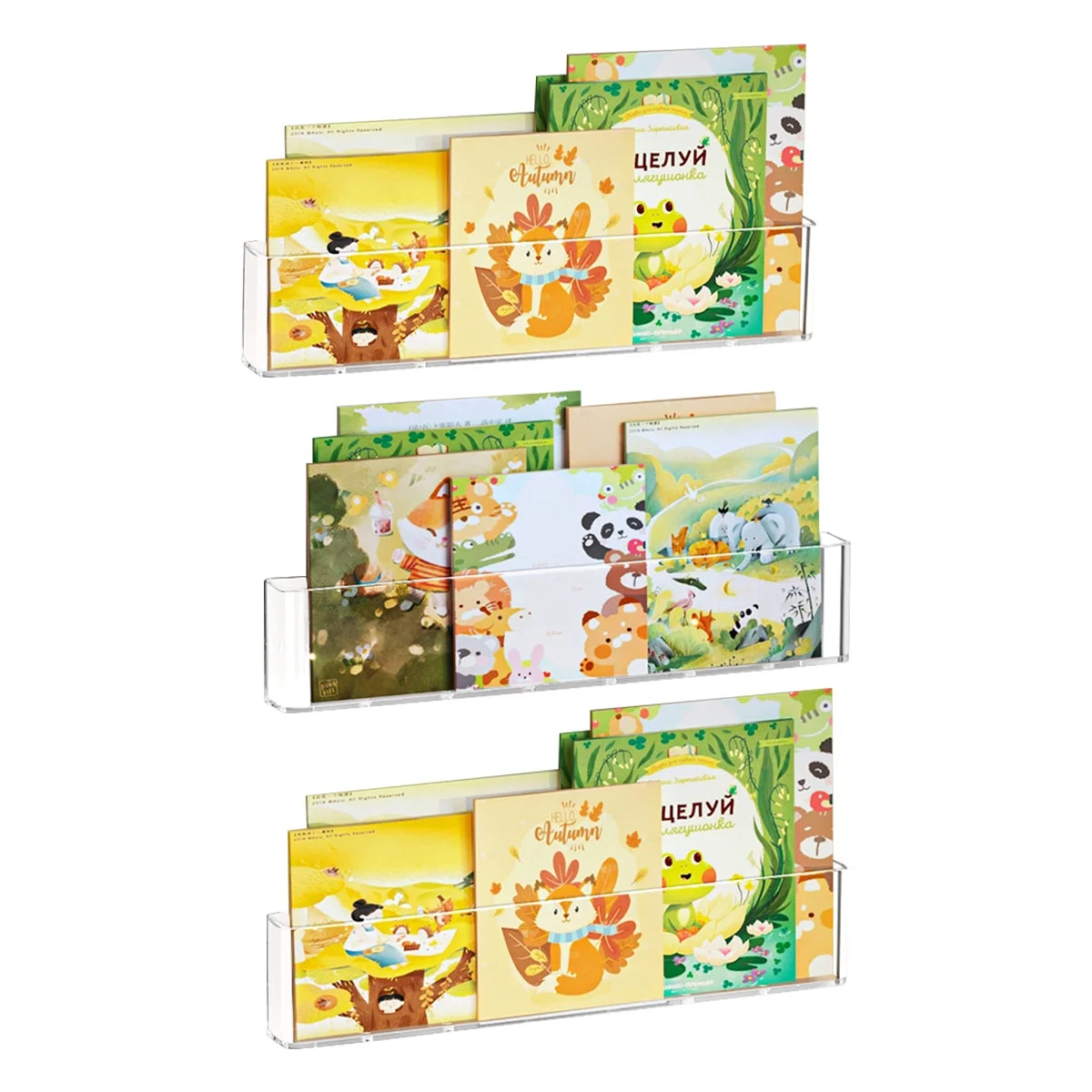 Clear Acrylic Shelves for Book 3 Packs, 17.7