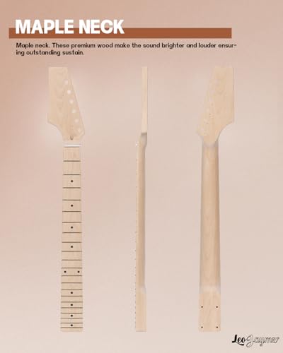 Leo Jaymz DIY Single Cut Electric Guitar Kits with Mahogany Body and Neck - Rosewood Fingerboard and All Components Included (LP Hollow)
