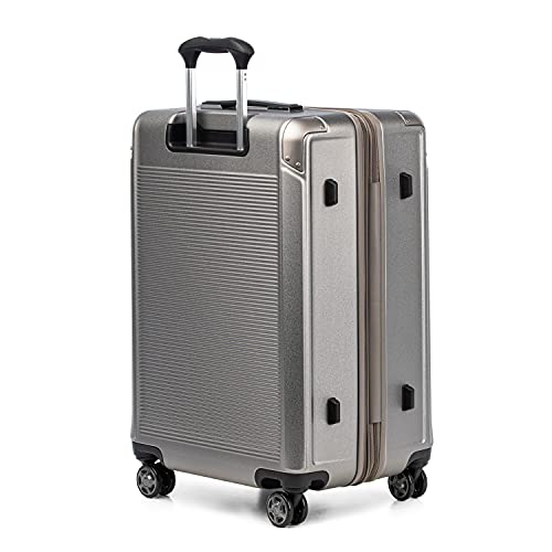 Travelpro Platinum Elite Hardside Expandable Carry on Luggage, 8 Wheel Spinner, TSA Lock, Hard Shell Polycarbonate Suitcase, Metallic Sand, Compact Carry on 20-Inch