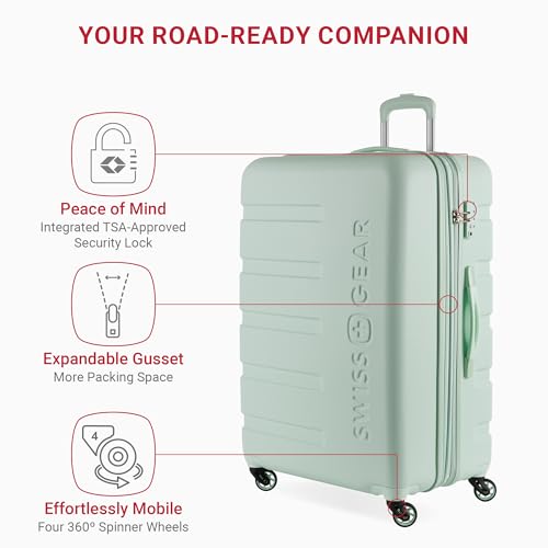SwissGear 7366 Hardside Expandable Luggage with Spinner Wheels, White, Carry-On 19-Inch