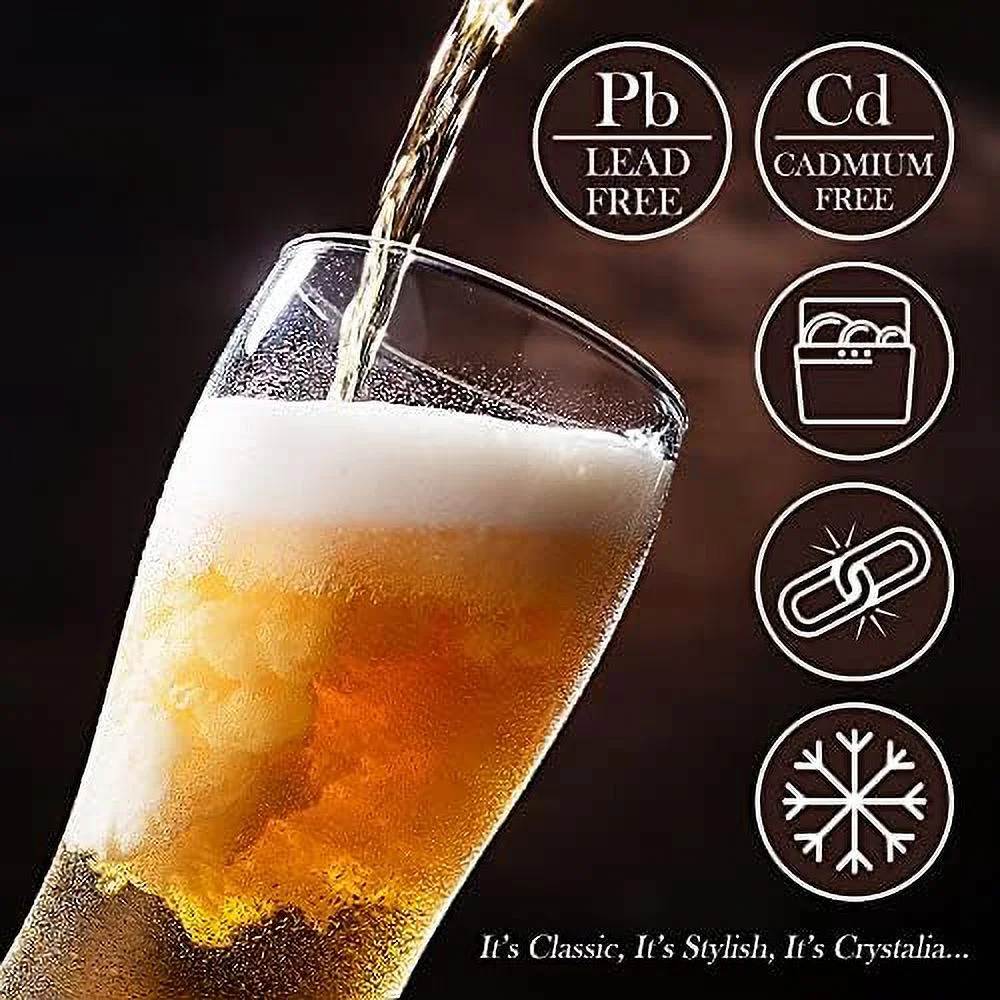 Tall Clear Drinking Glass, Classic Lager Stout Pilsner Glass Set, All Purpose s, 19 ¼ Oz (Set Of 4)