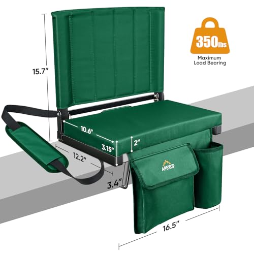 APEXUP Stadium Seats with Back Support, Portable Bleacher Seat with Large Pocket and Cup Holder, Wide Stadium Chair for Sports Events and Concerts