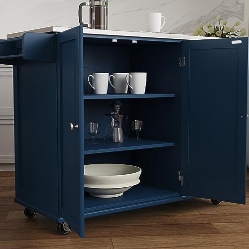 homestyles Mobile Kitchen Island Cart with Stainless Steel Top, Sage Green