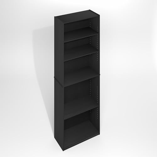 Furinno Gehry 5-Tier Bookcase, Bookshelf with Adjustable Shelves, White