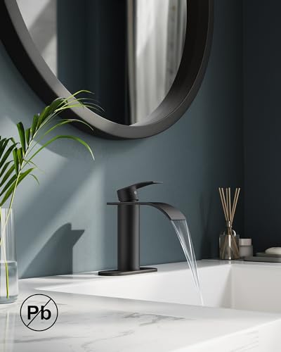 FORIOUS Waterfall Bathroom Vessel Sink Faucets with Metal Pop up Drain and Lead-Free cUPC Hose, Chrome Single Handle Tall Bathroom Faucet 1 Hole, 11inch for Bath,Vessel