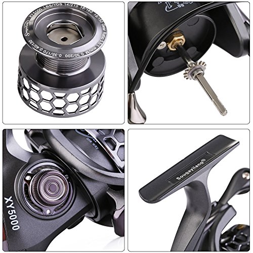 Sougayilang Fishing Reel 13+1BB Light Weight Ultra Smooth Aluminum Spinning Fishing Reel with Free Spare Graphite Spool