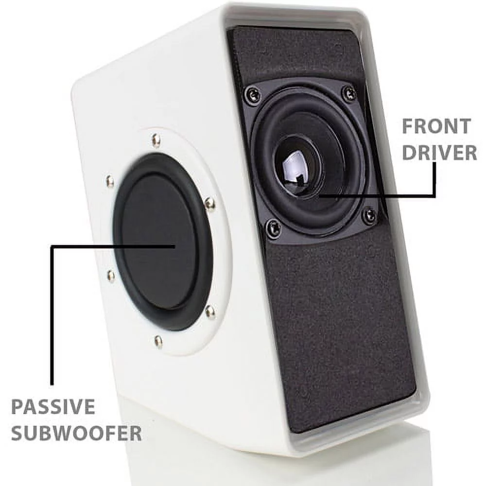 GOgroove SonaVERSE O2i Computer Speaker System with Universal USB Power, Passive Subwoofers and Built-in Volume Control for Laptop and Desktop Computers