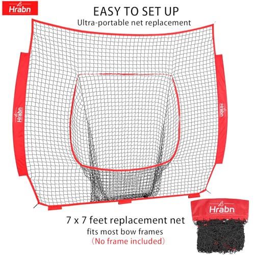 Baseball & Softball Replacement Net (Only Nets, Not Frame) 7-Strand Heavy Duty Knotless Polyester Replacement Baseball Net for Baseball Pitching Hitting and Throwing Practice Fits 7x7FT Size