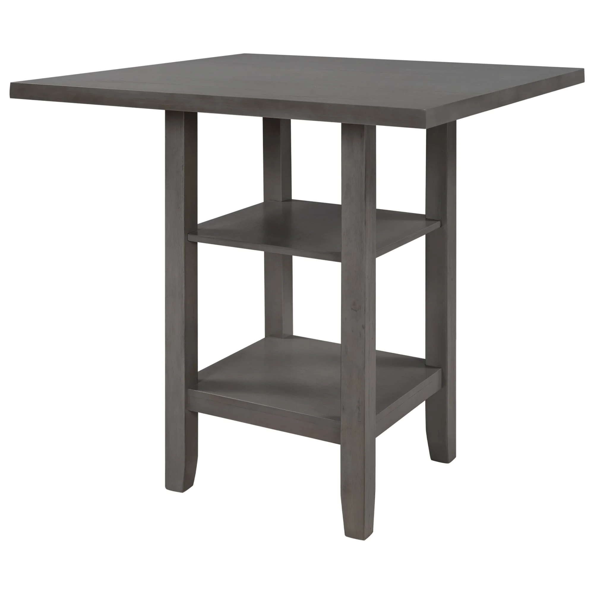 Gray 5-Piece Square Dining Table Set with Storage & 4 Padded Chairs