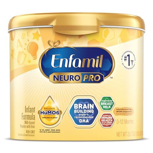 Enfamil NeuroPro Baby Formula, Milk-Based Infant Nutrition, MFGM* 5-Year Benefit, Expert-Recommended Brain-Building Omega-3 DHA, Exclusive HuMO6 Immune Blend, Non-GMO, 124.2 oz​