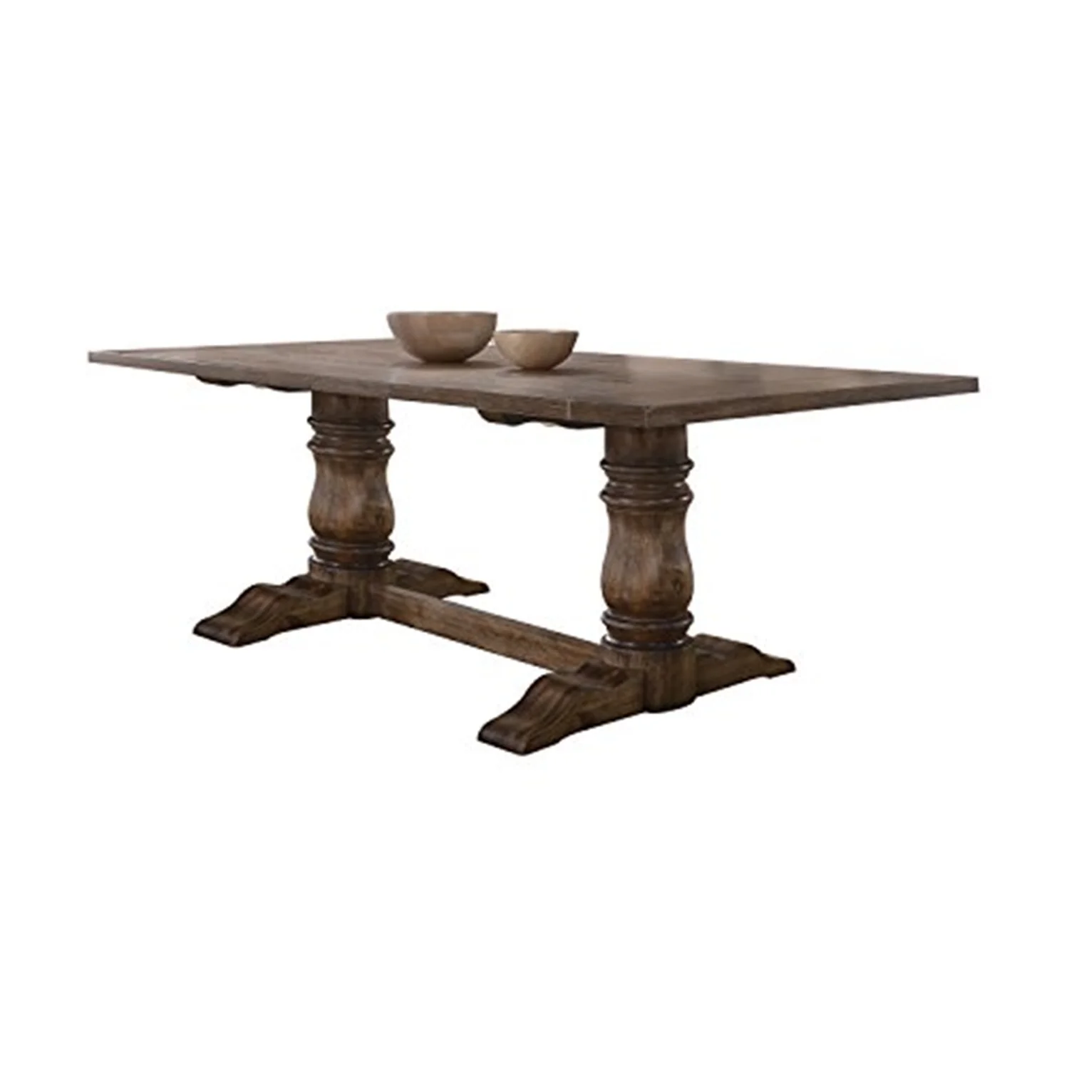 Acme Leventis Pedestal Dining Table in Weathered Oak