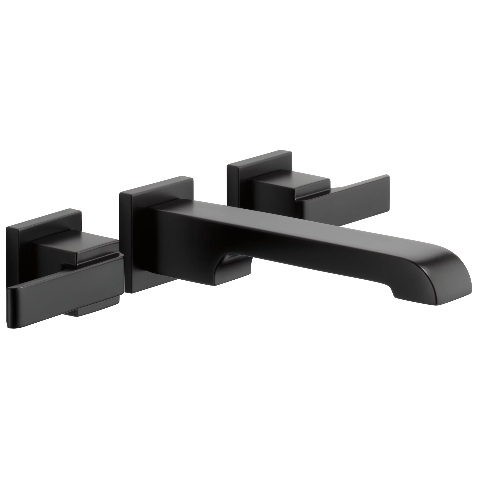 Delta Ara Two Handle Wall-Mount Bathroom Faucet Trim in Matte Black (Valve Not Included) T3567LF-BLWL
