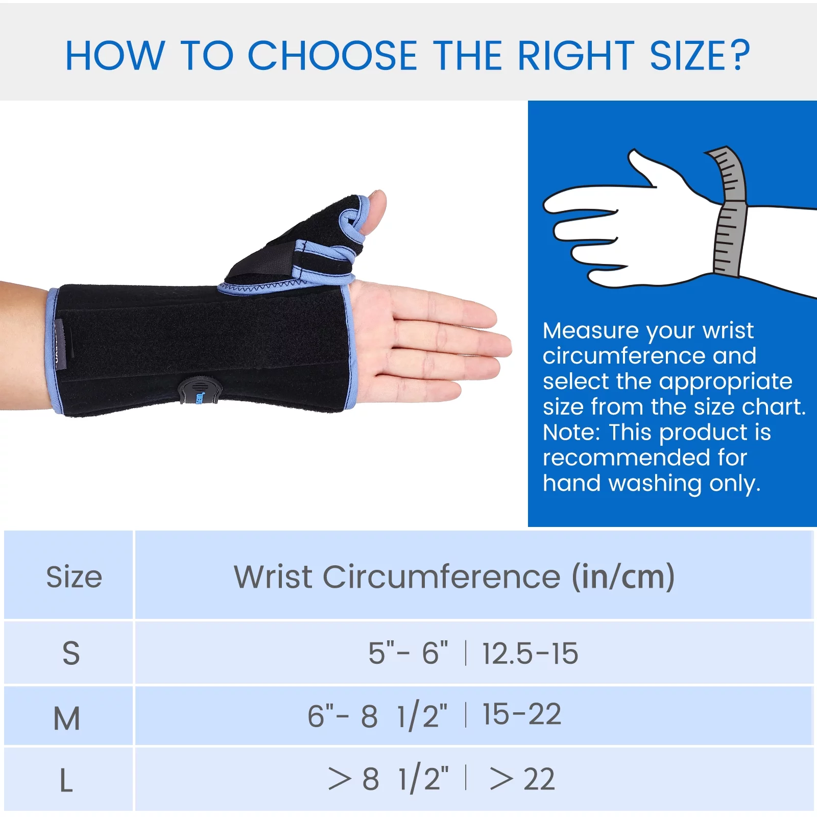 VELPEAU Wrist Brace with Thumb Spica Splint (Drawstring, Right Hand,Small)