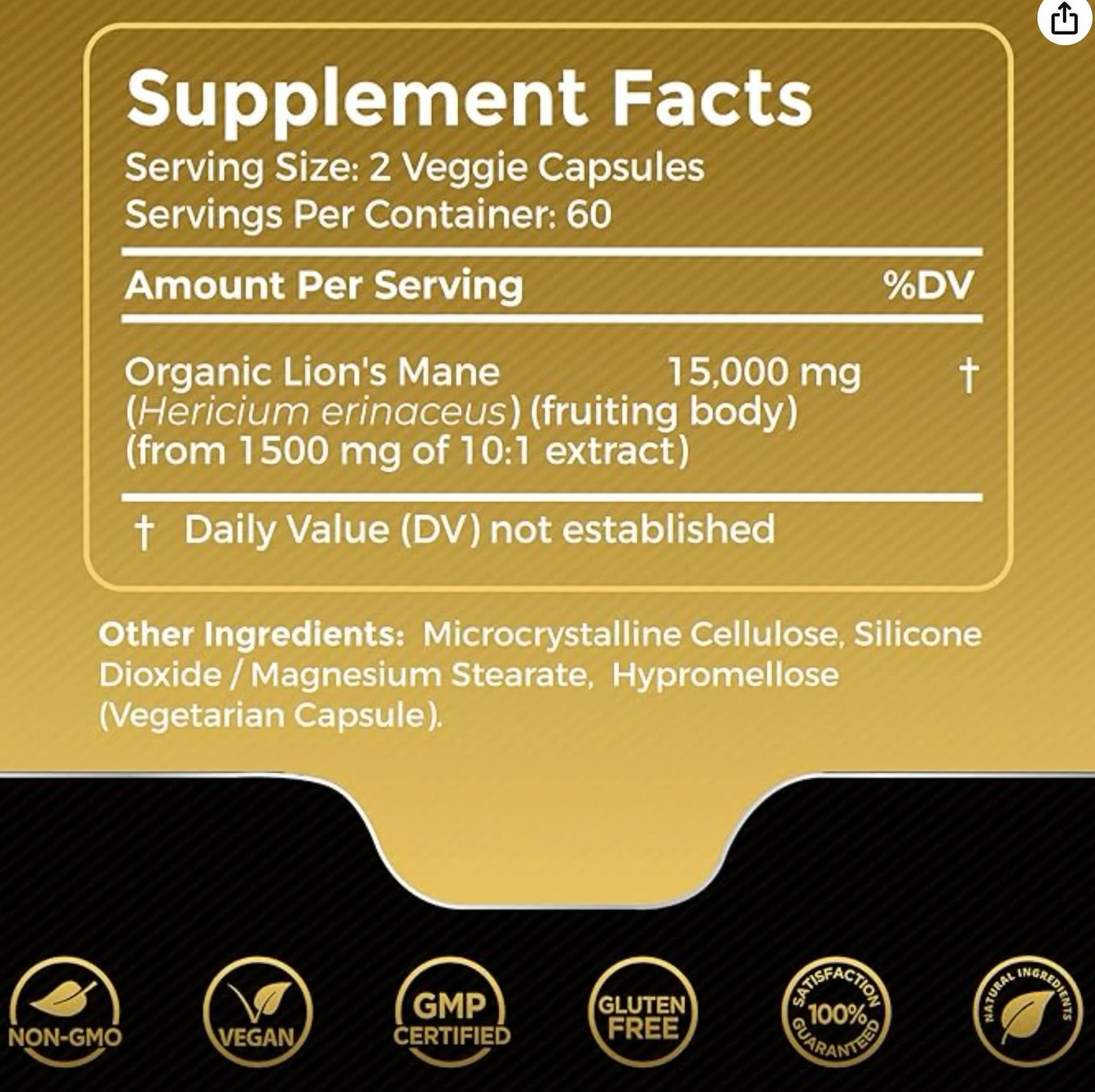 Lions Mane Supplement Mushroom Supplement, Brain Suppleme 120 Capsule